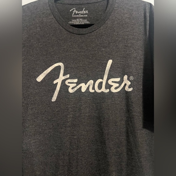 Fender Guitar Men's T-Shirt Authentic Merch Distressed Spaghetti Logo Tee - Picture 2 of 5